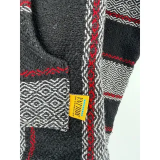 Photo of Molina Artesania's Mexican Baja Hoodie Black Gray Red Woven  Kids XL 12-14