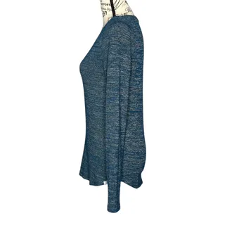 Photo of BCG (M) Blue Heather Athleisure V‑Neck Long Sleeve Pullover Tee Top Round Hem