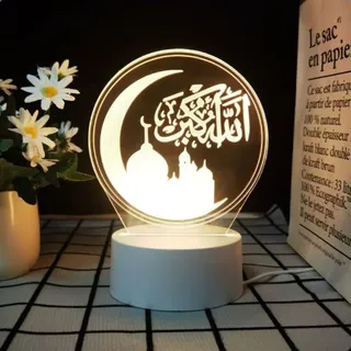 Photo of 3D Acrylic Eid Ramadan Mubarak LED Night Light Islamic Muslim Table Lamp Decor