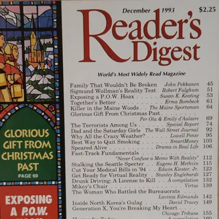 Photo of Reader's Digest December 1993 Vintage Christmas Stained Glass Magazine