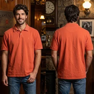 Photo of Men’s IZOD Heritage Orange Logo Polo Casual Work Short Sleeve Shirt Men's Large