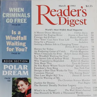 Photo of Reader's Digest March 1993 Vintage Magazine - Polar Dream Back Issue