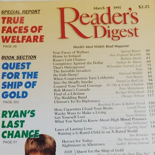 Photo of Reader's Digest Magazine March 1995 Ship of Gold Vintage Back Issue