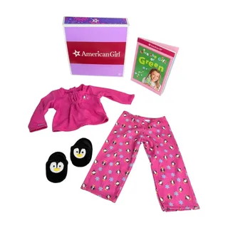 Photo of American Girl Winter Penguin Pajamas Doll Holiday Pjs Top Pant Slippers Book Box