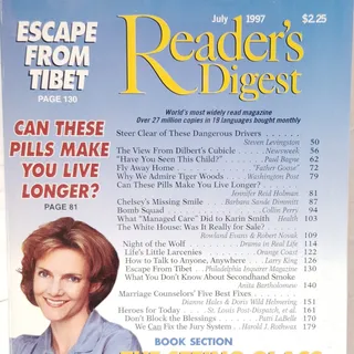 Photo of Reader's Digest Magazine July 1997 Vintage Back Issue - Escape From Tibet
