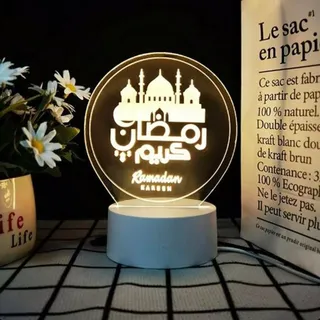 Photo of 3D Acrylic Eid Ramadan Mubarak LED Night Light Islamic Muslim Table Lamp Decor