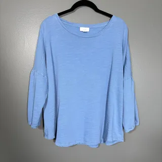 Photo of J Jill Pure Jill Blue French Terry 100% Cotton Casual Top Women's Size Petite XL