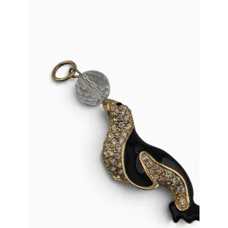 Photo of Swarovski Crystal Black Enamel Gold Tone Seal Pendant with Swarovski Box