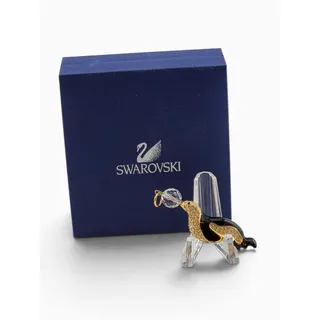 Photo of Swarovski Crystal Black Enamel Gold Tone Seal Pendant with Swarovski Box