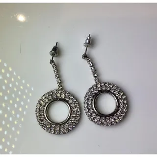 Photo of Rhinestone Dangle Hoop Earrings 