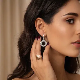 Photo of Rhinestone Dangle Hoop Earrings 