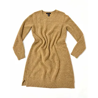 Photo of FOREVER 21 Women’s Beige Knit Crew Neck Long Sleeve Short Dress Size XS