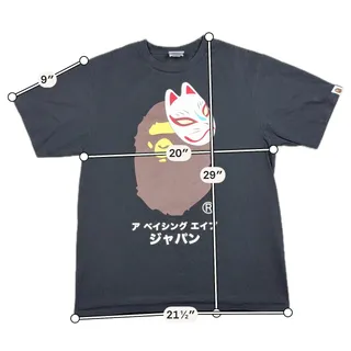 Photo of BAPE A Bathing Ape Japanese Fox Mask T Shirt Mens L Black Ape Head Graphic