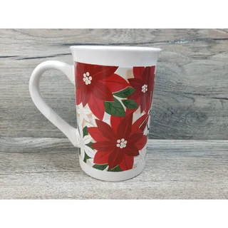 Photo of Royal Norfolk Poinsettia Merry Christmas Coffee Mug 10 oz Holiday Floral