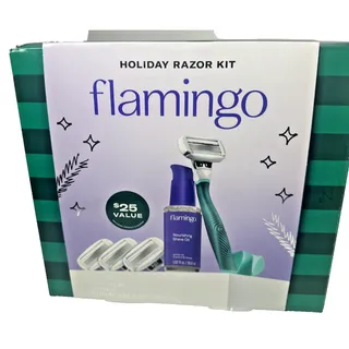 Photo of Flamingo Holiday Razor Kit-4 Cartridges, Stand & Shave Oil-Avocado Coconut Argan