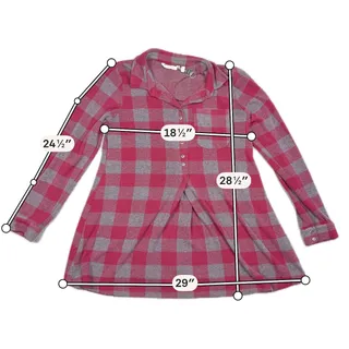 Photo of Soft Surroundings Mad About Plaid Tunic Womens M Red Gray Buffalo Check Knit