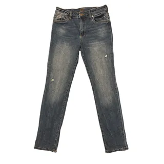 Photo of KUT from the Kloth Size 4 Straight Leg Jeans Blue Denim Distressed Mid Rise