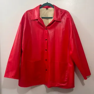 Photo of Big red jacket shiny reflective