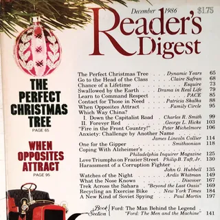 Photo of Reader's Digest December 1986 Vintage, One for the Gipper, Ford, Christmas Trees