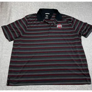 Photo of Ohio State Buckeyes Cutter & Buck DryTec Polo Men's XXL Black Striped NCAA