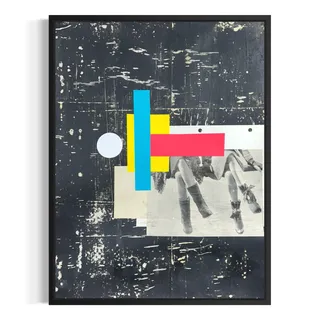 Photo of Original Mixed Media Modern Art Collage Painting 18x24 "Acapnotic" Signed