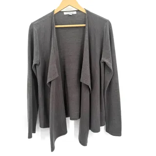 Photo of Company Ellen Tracy Waterfall Cardigan Sweater Large Gray Open Front Layering