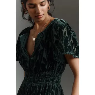 Photo of New Anthropologie The Somerset Velvet Maxi Dress $188 X-SMALL Turquoise BURNOUT