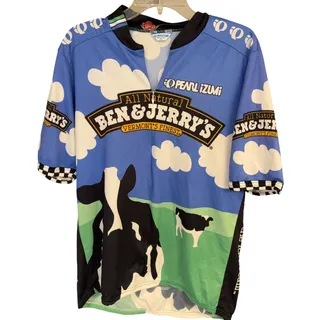 Photo of Vintage 2001 Pearl Izumi Ben & Jerry's Cycling Jersey XL Cow Clouds Italy