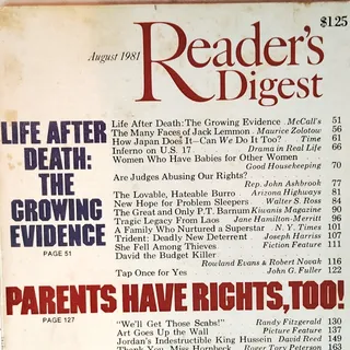 Photo of Vintage Reader's Digest August 1981 Magazine Vol. 119 No. 712 Jack Lemmon