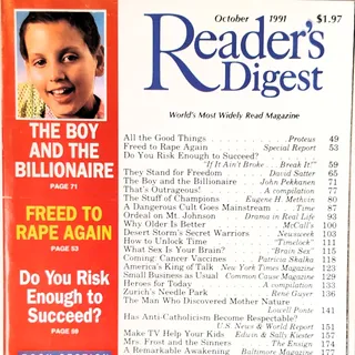 Photo of Reader's Digest October 1991 Vintage Magazine - The Boy and the Billionaire