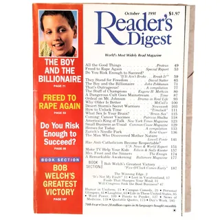 Photo of Reader's Digest October 1991 Vintage Magazine - The Boy and the Billionaire