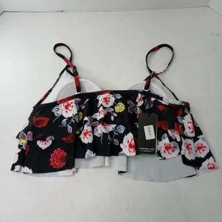 Photo of Gabrielle-Aug Women's Black Floral Tiered Ruffle Bikini Swim Top Size 6