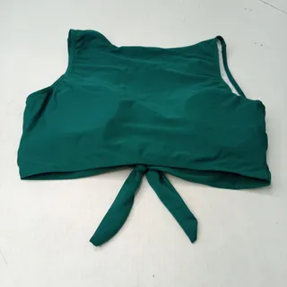 Photo of Deep Teal Knot Front Bikini Top Size L White Lined Swim Top Beachwear