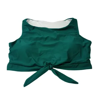 Photo of Deep Teal Knot Front Bikini Top Size L White Lined Swim Top Beachwear