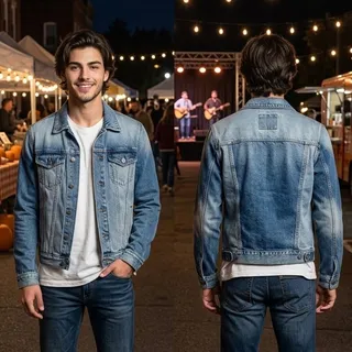 Photo of Abercrombie & Fitch Bleach Washed Denim Blue Jean Trucker Jacket Men’s Small 38”
