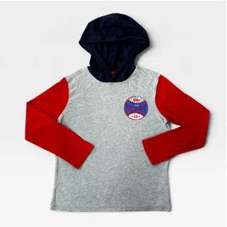Photo of Old Navy Gray/Red Baseball Long Sleeve Hooded T-Shirt Boys Size M(8)
