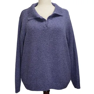 Photo of Karen Scott 2X Lilac Polo Sweater Grandma Chic Preppy Fall Layering Pullover