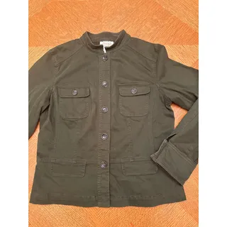 Photo of Talbots 8 Petite Olive Green Utility Jacket Military Safari Field Jacket 