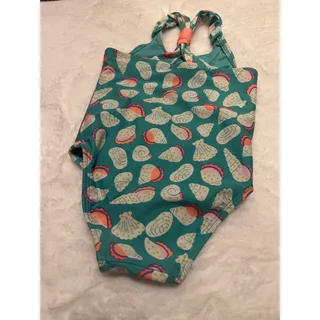 Photo of Cat & Jack Teal Seashell Swimsuit Girls 2T Coastal Racerback