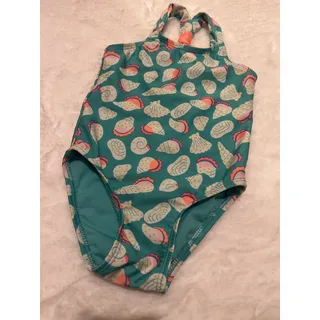 Photo of Cat & Jack Teal Seashell Swimsuit Girls 2T Coastal Racerback