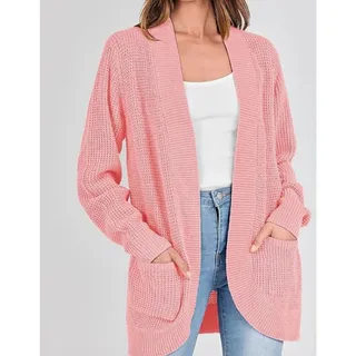 Photo of Cardigan Sweater Open Front Long Sleeve Loose Lightweight with Pockets LARGE