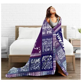 Photo of Baseball Themed Design Printed Throw Blanket 40"x 50"