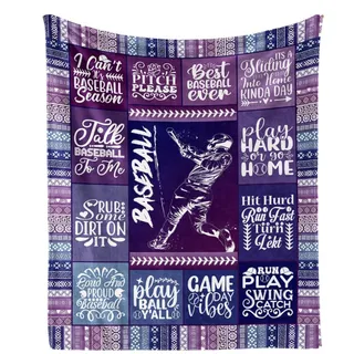 Photo of Baseball Themed Design Printed Throw Blanket 40"x 50"