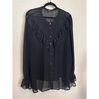 Photo of NIGHTFALL by TORRID Black Sheer Lace Ruffle Victorian Blouse Size 4X