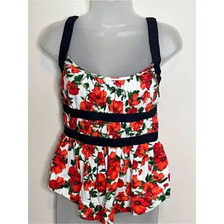 Photo of ANTHROPOLOGIE MAEVE Ditali Floral Poppy Open Back Peplum Tank Top Size Small