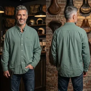 Photo of Izod Green Check Button Down Long Sleeve Shirt Men's Size XXL 2XL