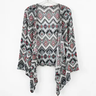 Photo of Justice Girls Aztec Geometric Print Open Front Cardigan Gray Size 12 Boho West