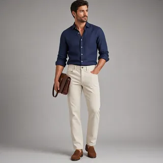 Photo of Nautica Men’s Straight‑Fit Denim Pants – Size 30 x 30 – NWT (Cream) (28-0037)