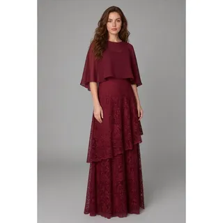 Photo of Pinup Fashion Burgundy Lace Cape Formal Dress Size 16 Mother of Bride Long Gown

