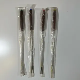 Photo of Vintage Antique 1970s Fondue Fork Set Of 4 Wood Handles Colored Knobs MCM